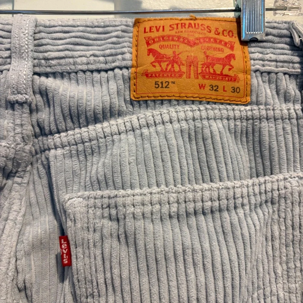 Levi's 512 Slim Taper Corduroy Pants 32x29 (Tag 32x30) Light Blue Wide Wale Y2K